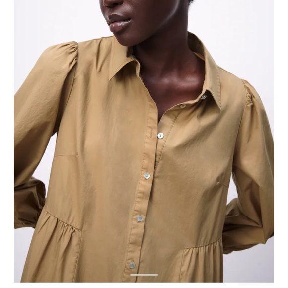 Zara cotton shirt dress with jewel button - Picture 3 of 12